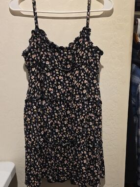 Full Tilt Black Floral Trim Dress